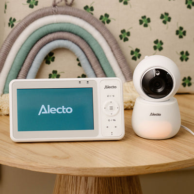 Alecto DVM2050 - Babyfoon met HD-camera, groot 5 inch kleurenscherm en nachtlampje - Op afstand bestuurbaar - Wit