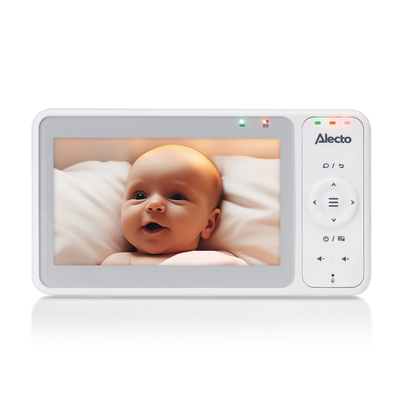 Alecto DVM2050 - Babyfoon met HD-camera, groot 5 inch kleurenscherm en nachtlampje - Op afstand bestuurbaar - Wit