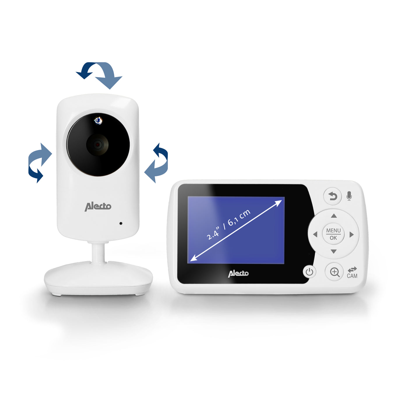 Alecto DVM-64 - Video baby monitor with 2.4" colour display, white