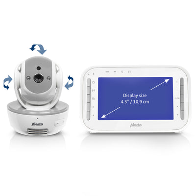 Alecto DVM200MGS - Babyfoon met camera en 4.3" kleurenscherm, wit/grijs