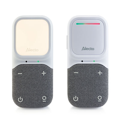 Alecto DBX135 - Babyphone audio Full Eco moderne avec qualité sonore DECT cristalline, longue autonomie en veille et veilleuse - Blanc/Gris