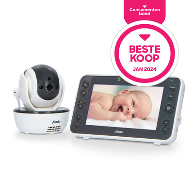 Alecto DVM200XL - Babyfoon met camera en 5" kleurenscherm, wit/antraciet