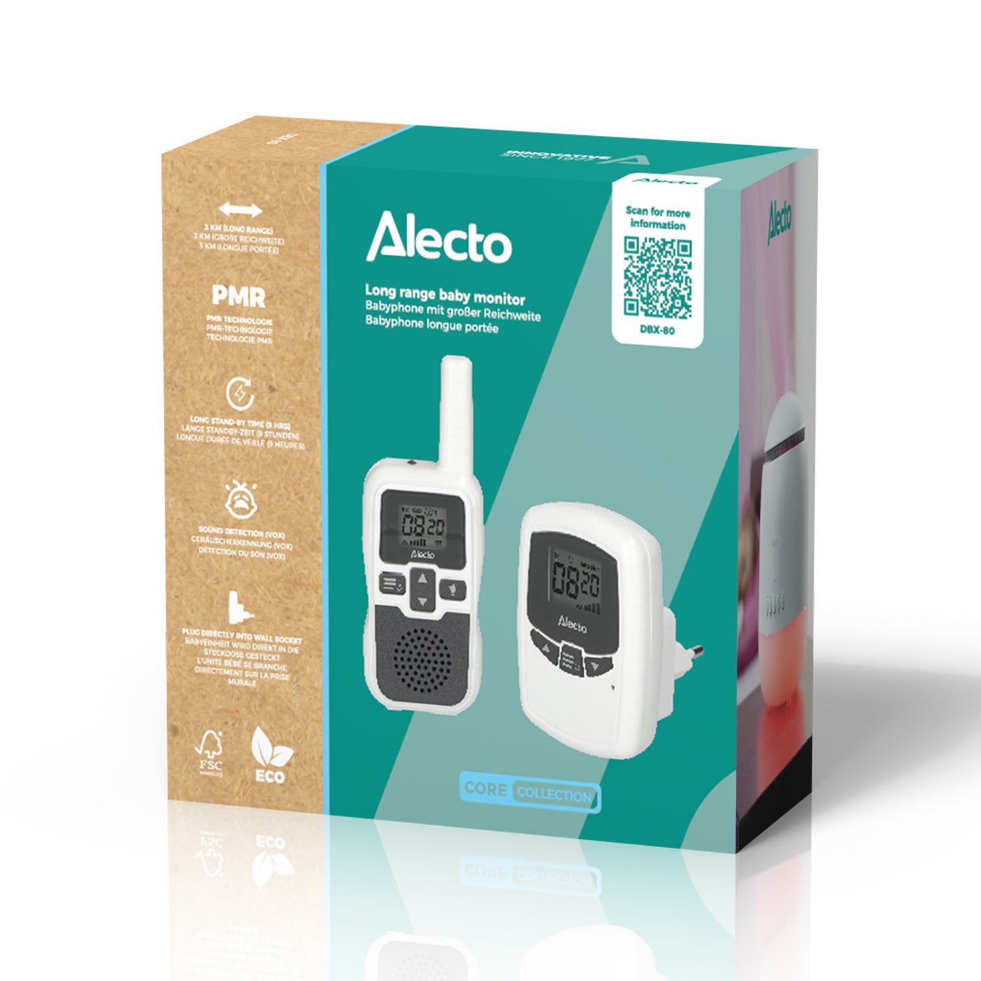 Alecto Baby DBX-80 - Baby monitor with range up to 3000 meter, white/anthracite