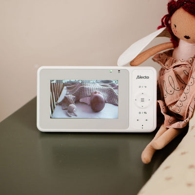 Alecto DVM2043 - Babyphone avec caméra, grand écran couleur 4,3" et veilleuse - Caméra télécommandée - Blanc