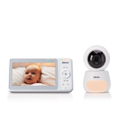 Alecto DVM2050 - Babyfoon met HD-camera, groot 5 inch kleurenscherm en nachtlampje - Op afstand bestuurbaar - Wit