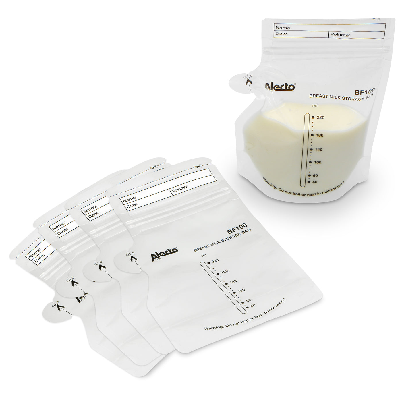 Alecto BF100 - Moedermelk bewaarzakjes 220 ml, 100 stuks