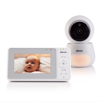 Alecto DVM2043 - Babyphone avec caméra, grand écran couleur 4,3" et veilleuse - Caméra télécommandée - Blanc