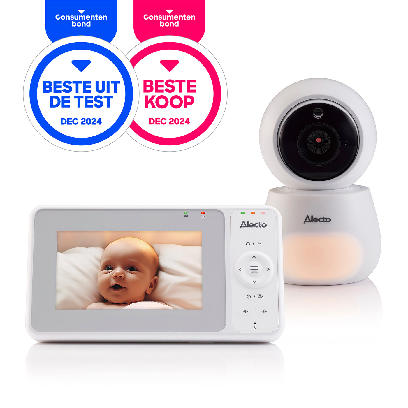 Alecto DVM2043 - Babyphone avec caméra, grand écran couleur 4,3" et veilleuse - Caméra télécommandée - Blanc