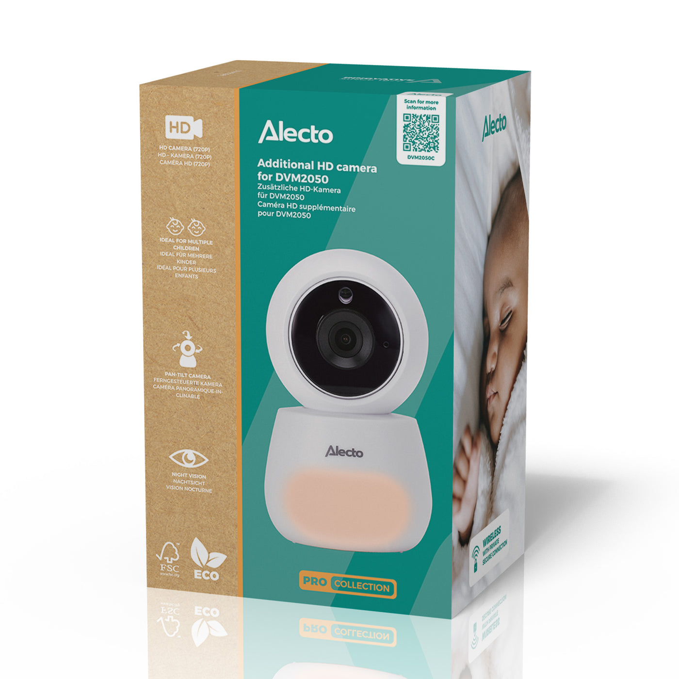 Alecto DVM2050C - Additional camera for the Alecto DVM2050 Baby Monitor, HD video quality with 4x digital zoom - White