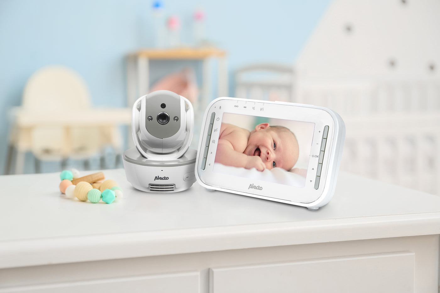 Alecto DVM200MGS - Babyfoon met camera en 4.3" kleurenscherm, wit/grijs