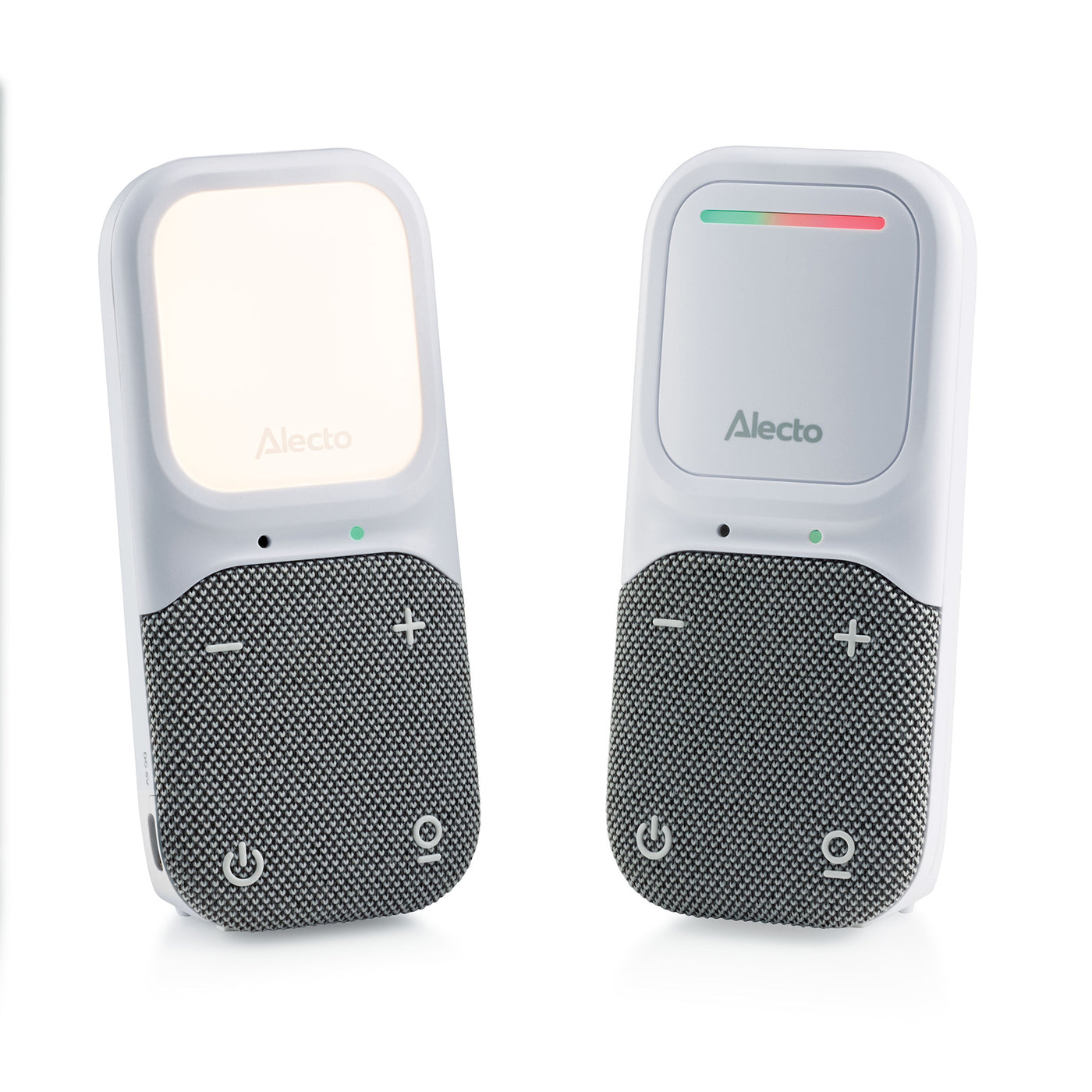 Alecto DBX135 - Babyphone audio Full Eco moderne avec qualité sonore DECT cristalline, longue autonomie en veille et veilleuse - Blanc/Gris