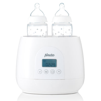 Alecto BW700TWIN - Chauffe-biberon digital duo rapide pour réchauffer, stériliser et décongeler, blanc