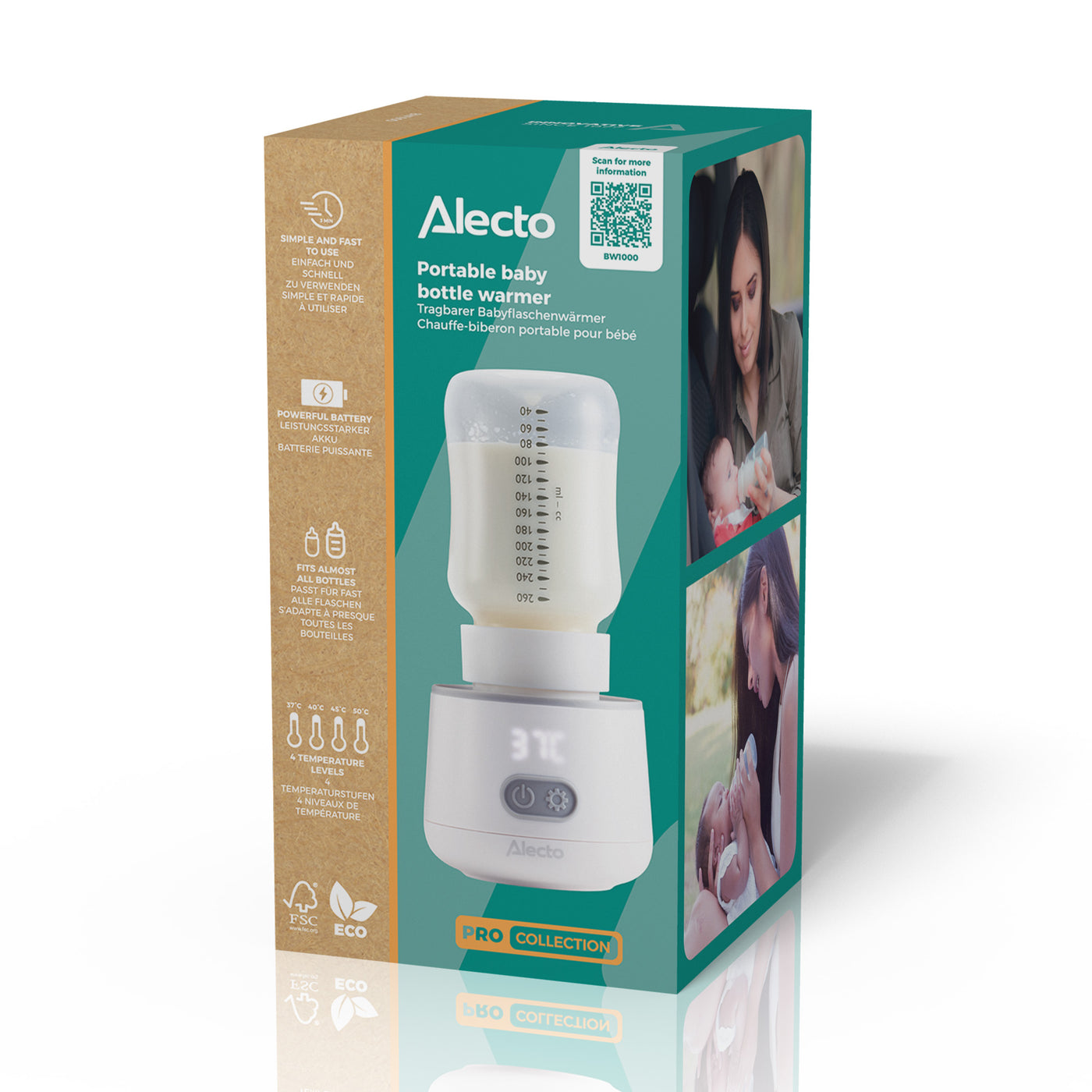 Alecto BW1000 - Chauffe-biberon portable pour bébé, idéal en voiture et en déplacement - Compatible avec la plupart des biberons - Blanc