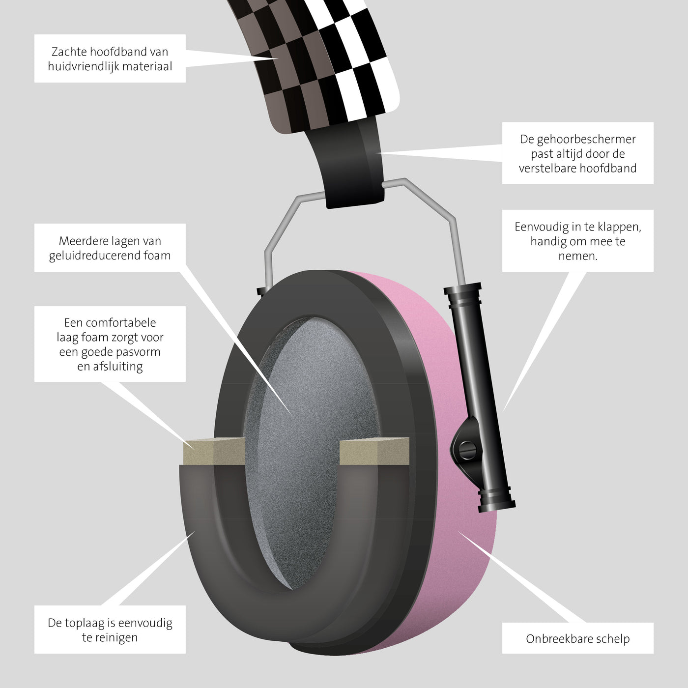 Alecto BV-71RE - Hearing protection for children - Pink