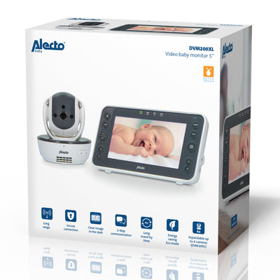 Alecto DVM200XL - Babyfoon met camera en 5" kleurenscherm, wit/antraciet